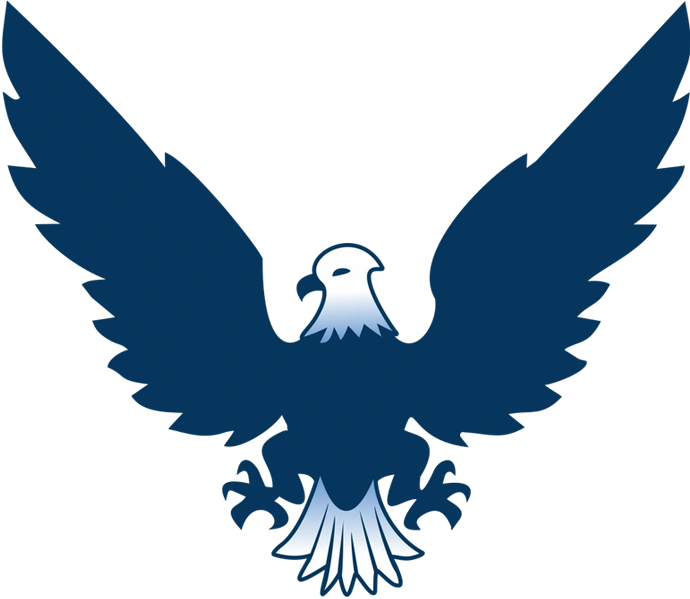 A bird with wings spread and an eagle on its back.